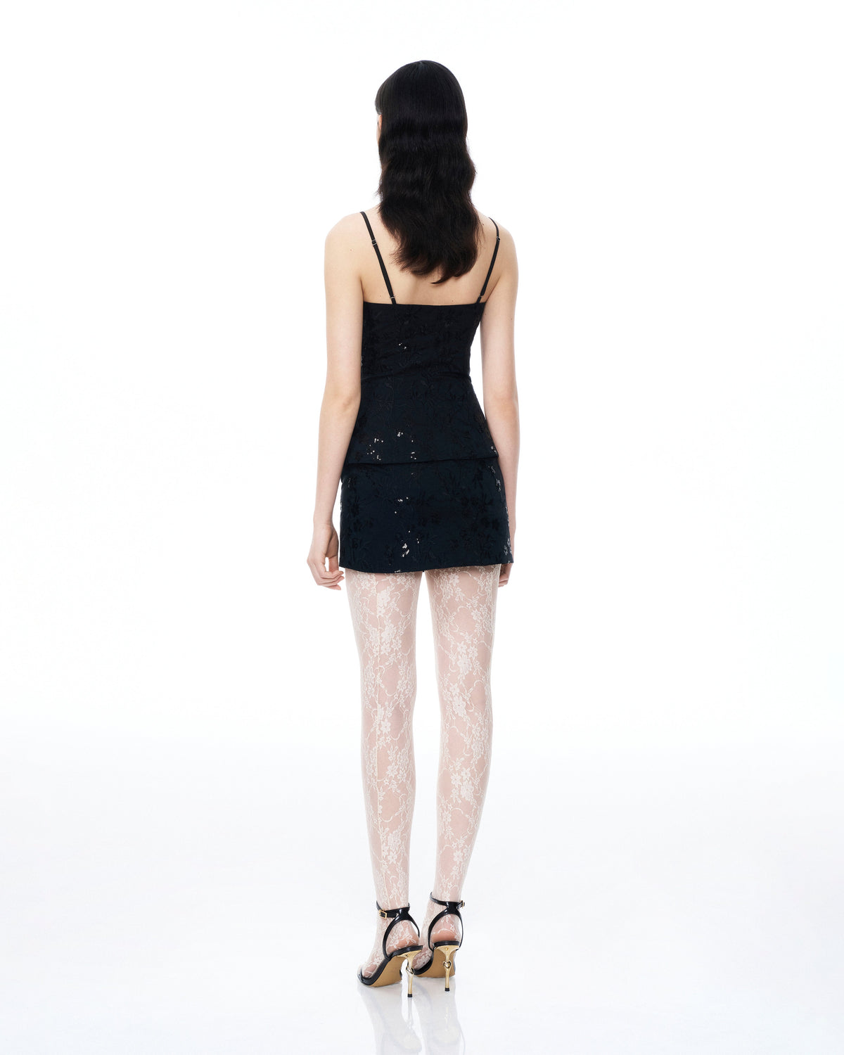Seilena 3D Floral Sequin Mini Suits - Black | JW PEI
