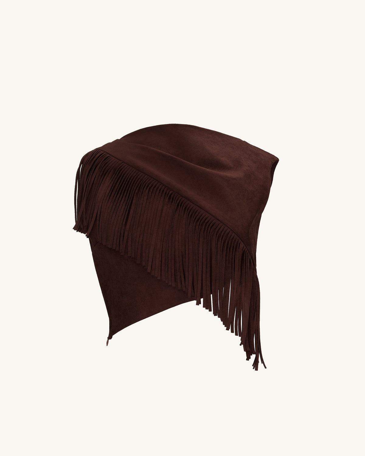 Ariana Asymmetric Fringe Sueded Top - Burgundy | JW PEI
