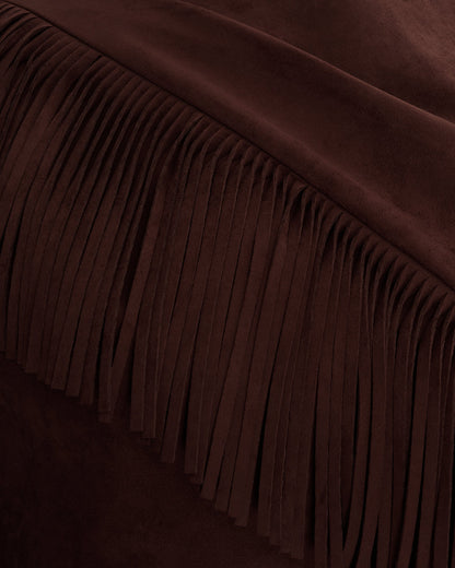 Ariana Asymmetric Fringe Sueded Top - Burgundy | JW PEI