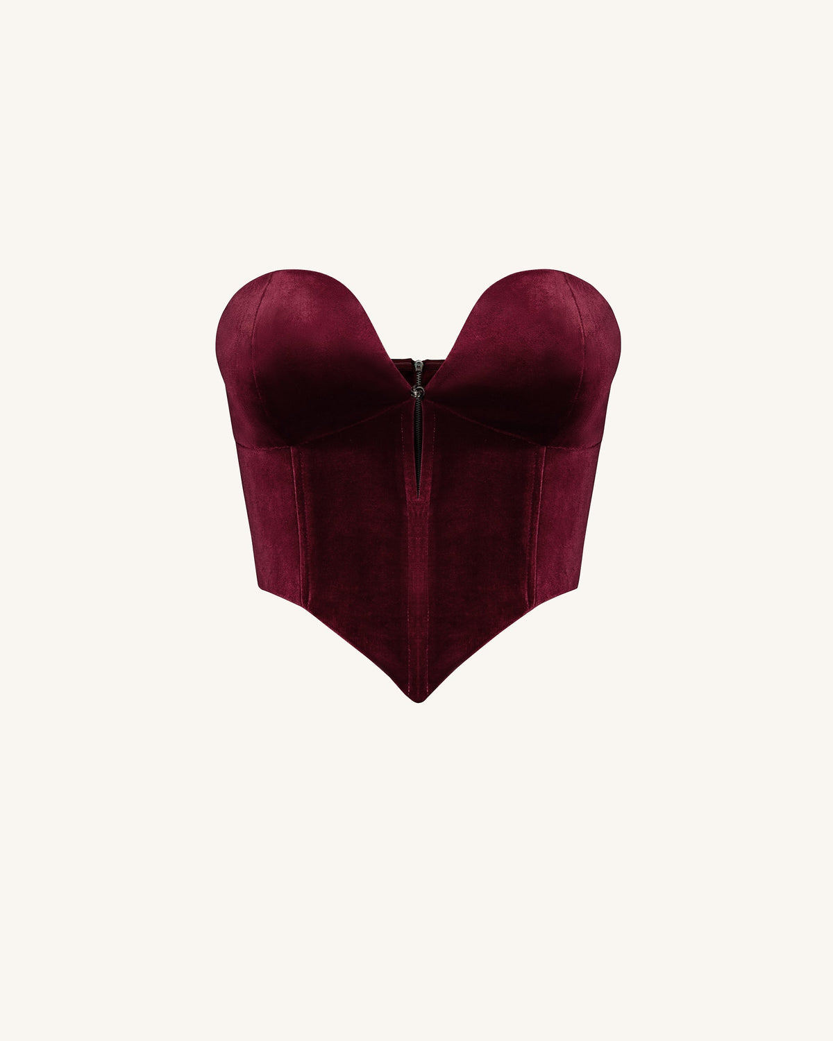 Anna Low-cut Velvet Corset Top - Claret | JW PEI