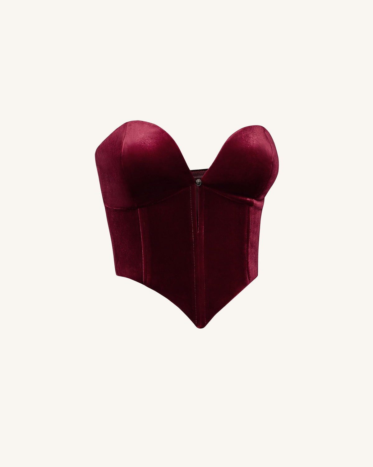Anna Low-cut Velvet Corset Top - Claret | JW PEI