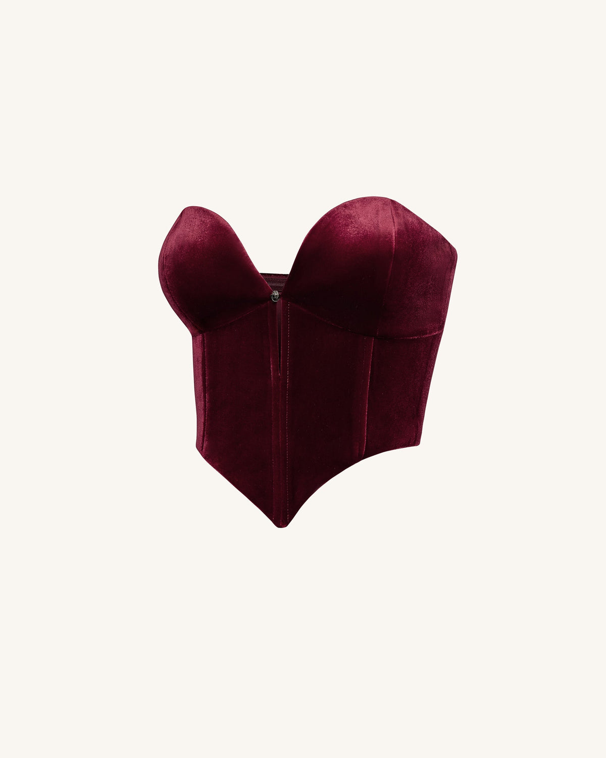 Anna Low-cut Velvet Corset Top - Claret | JW PEI