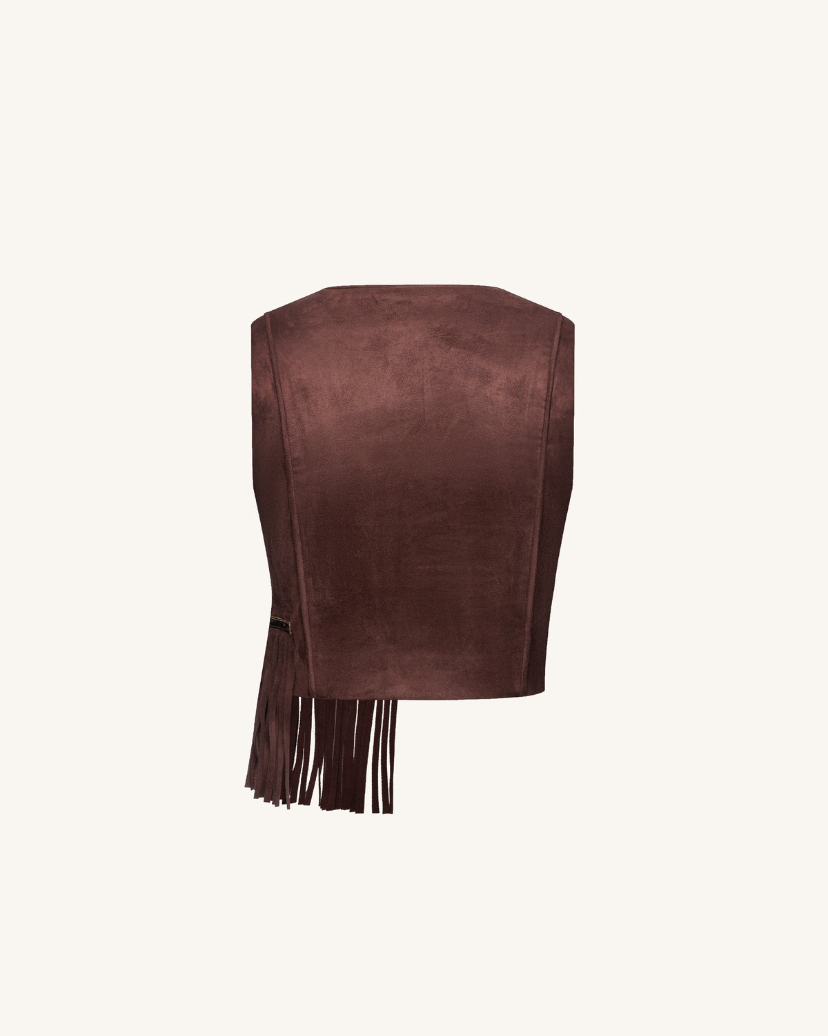 Faux Suede V-Neck Fringe Top - Chocolate Brown | JW PEI