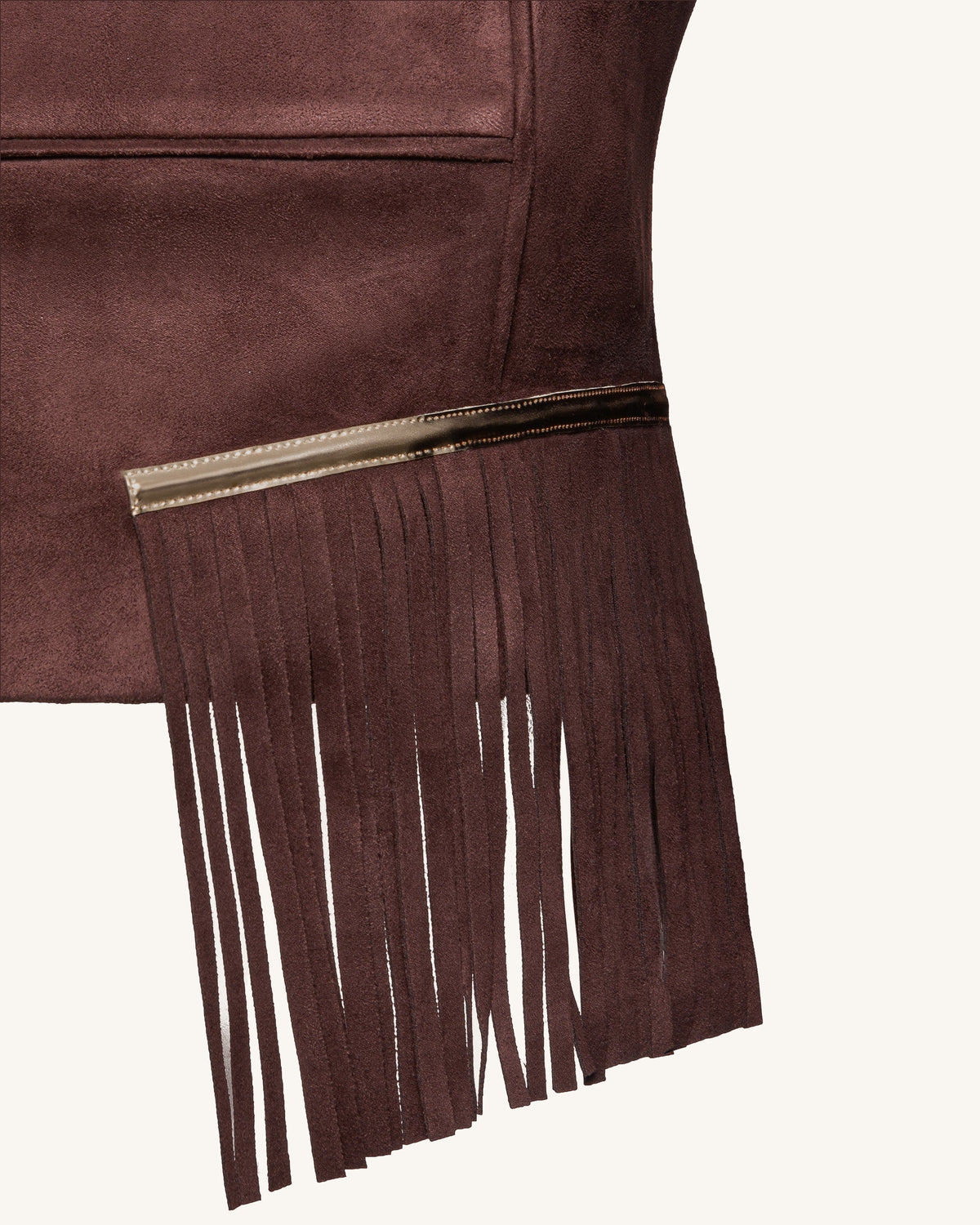 Faux Suede V-Neck Fringe Top - Chocolate Brown | JW PEI