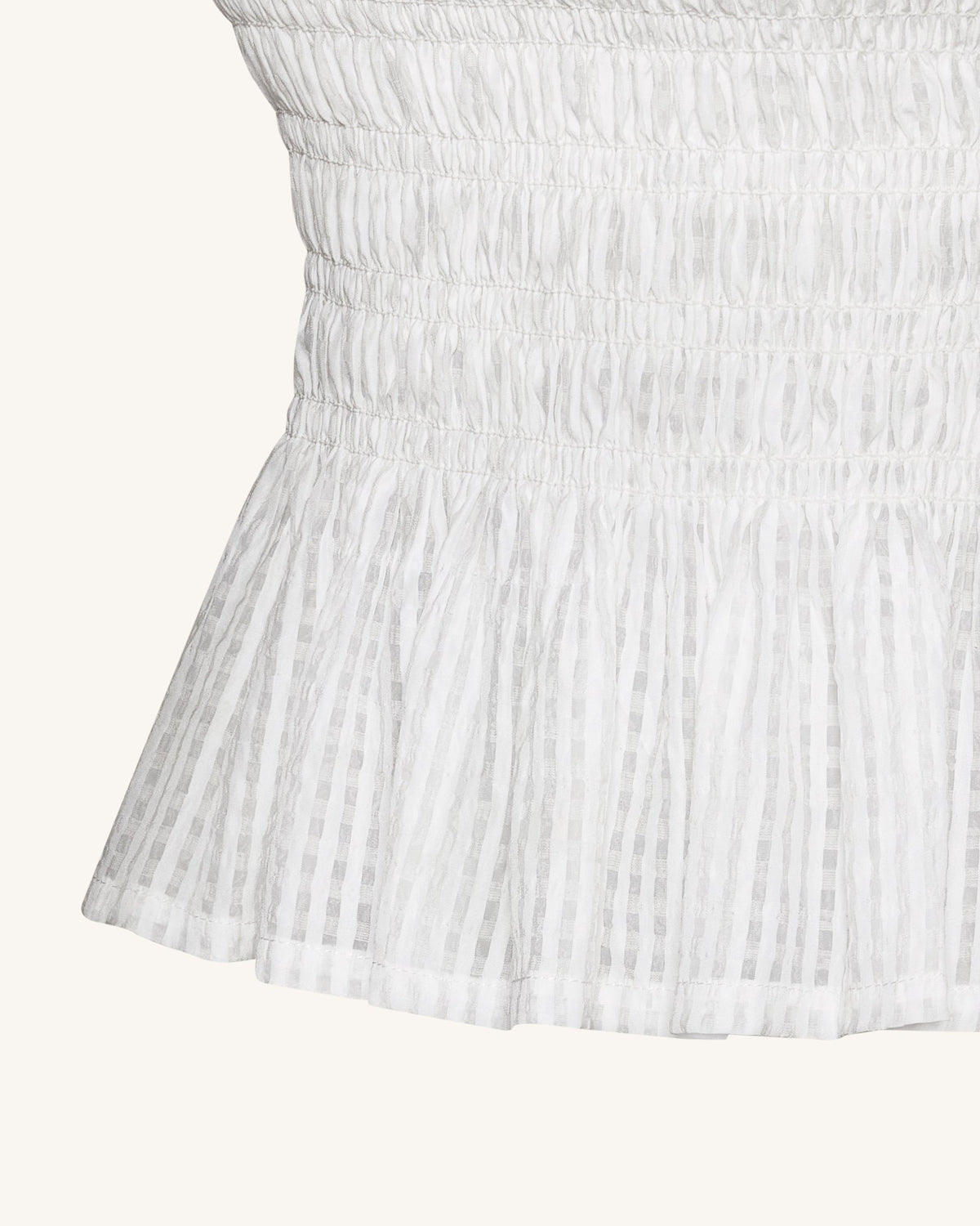 Smocked Peplum Sleeveless Top - White | JW PEI