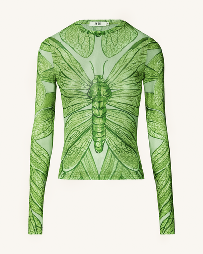 Dragonfly Vein Sheer Top - Green | JW PEI