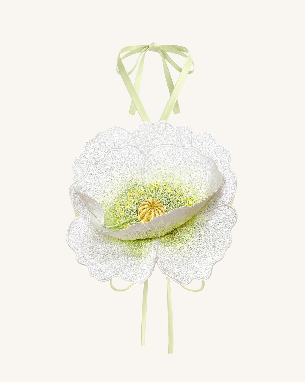3D Floral Halter Crop Top - Ivory | JW PEI