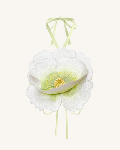 3D Floral Halter Crop Top - Ivory | JW PEI