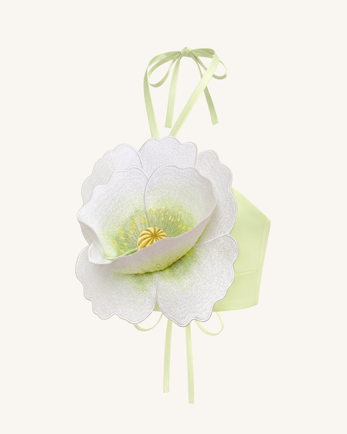 3D Floral Halter Crop Top - Ivory | JW PEI