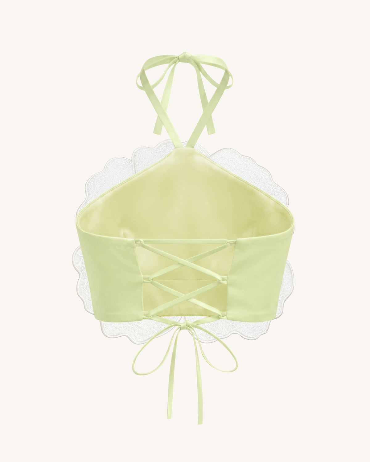 3D Floral Halter Crop Top - Ivory | JW PEI