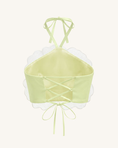 3D Floral Halter Crop Top - Ivory | JW PEI