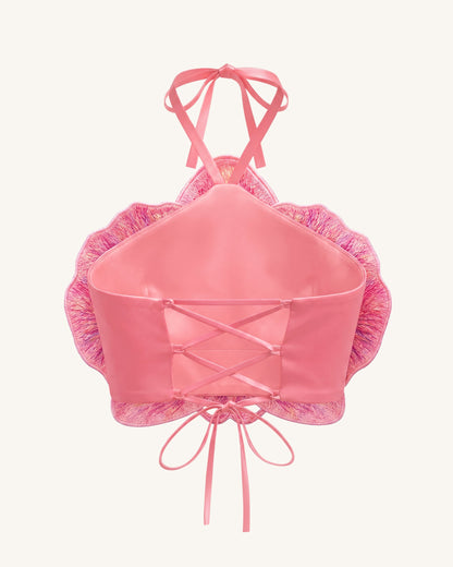 3D Orchid Halter Crop Top - Pink | JW PEI