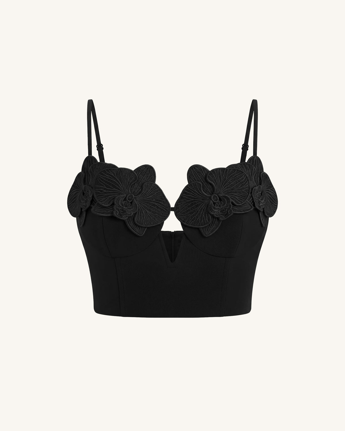 Orchid Embroidered Appliqué Corset Bustier Top - Black | JW PEI