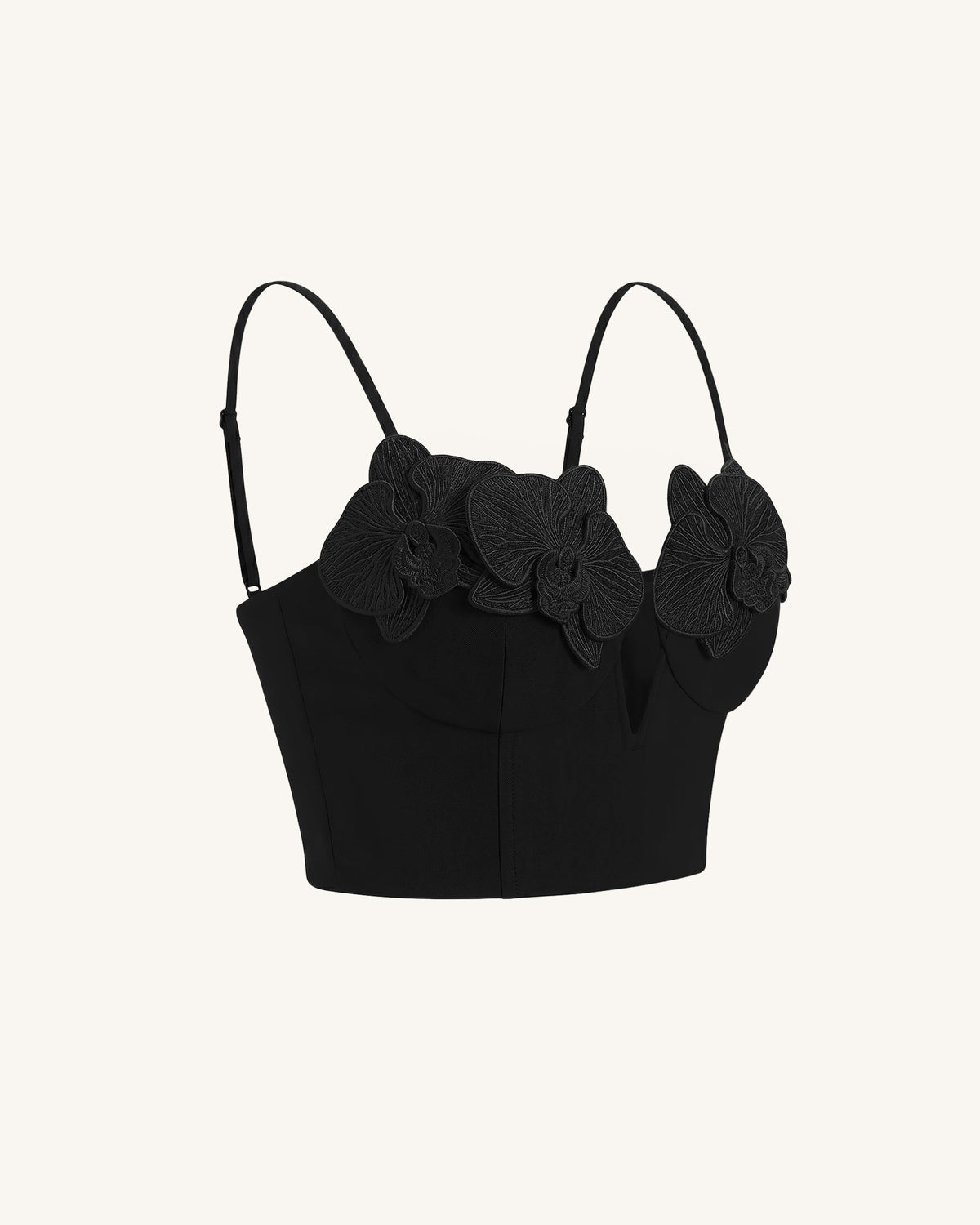 Orchid Embroidered Appliqué Corset Bustier Top - Black | JW PEI
