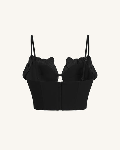 Orchid Embroidered Appliqué Corset Bustier Top - Black | JW PEI
