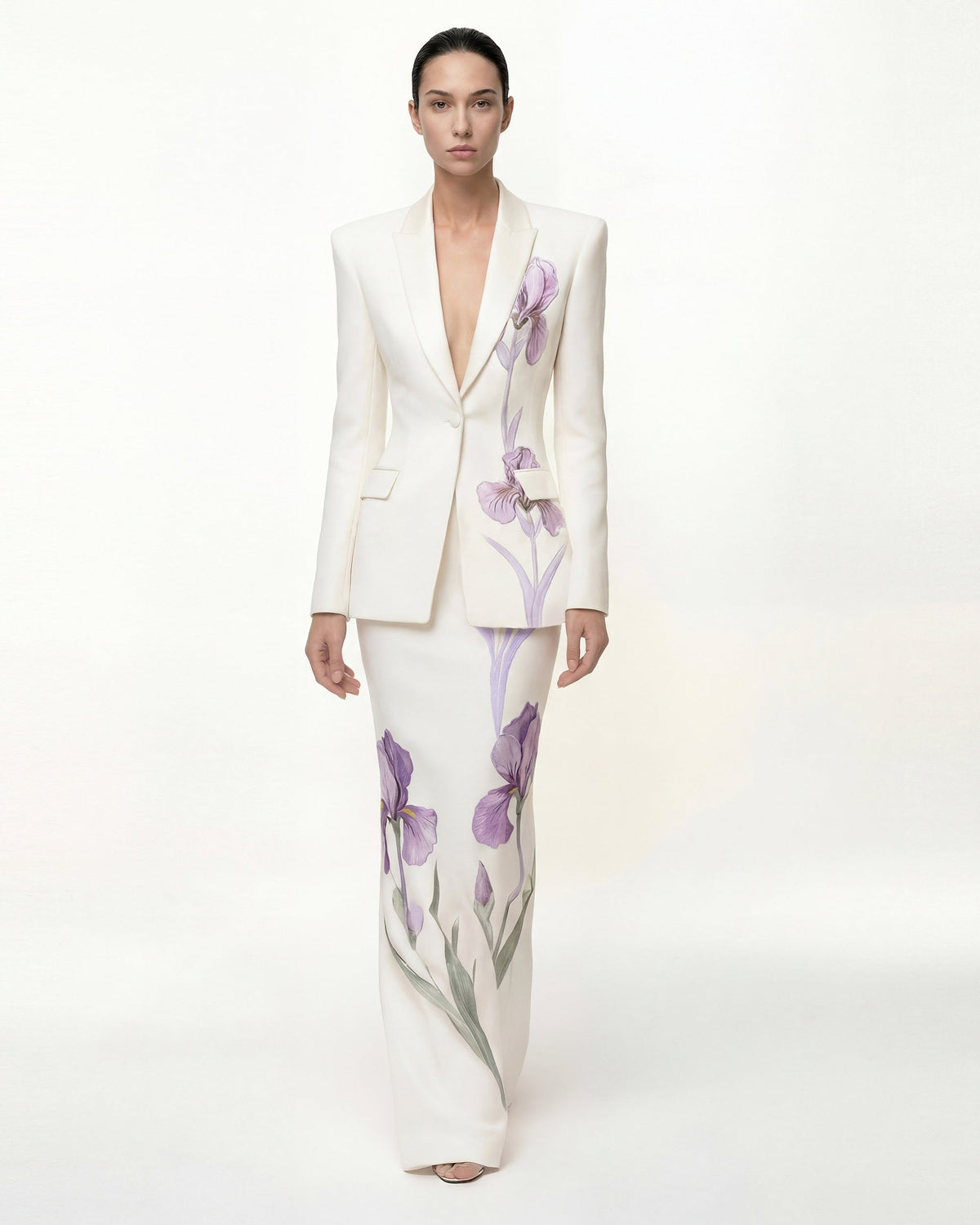 Iris Motif Maxi Skirt - White | JW PEI