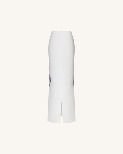 Iris Motif Maxi Skirt - White | JW PEI