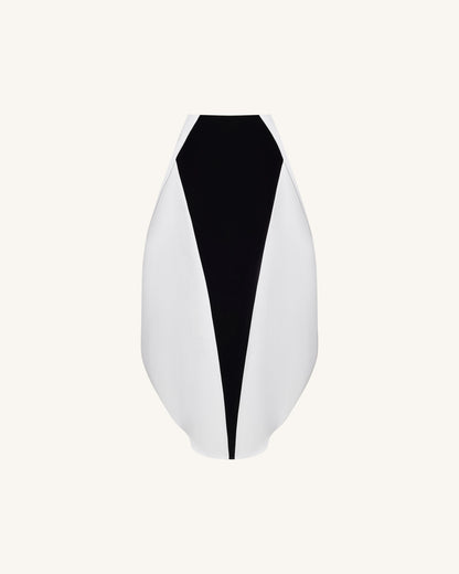 Monochrome Paneled Structured Pannier Maxi Skirt - Black | JW PEI