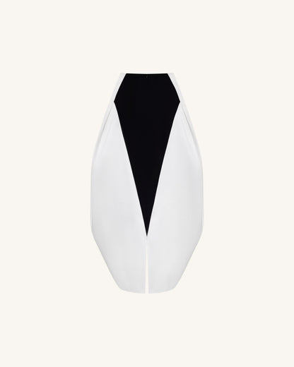Monochrome Paneled Structured Pannier Maxi Skirt - Black | JW PEI