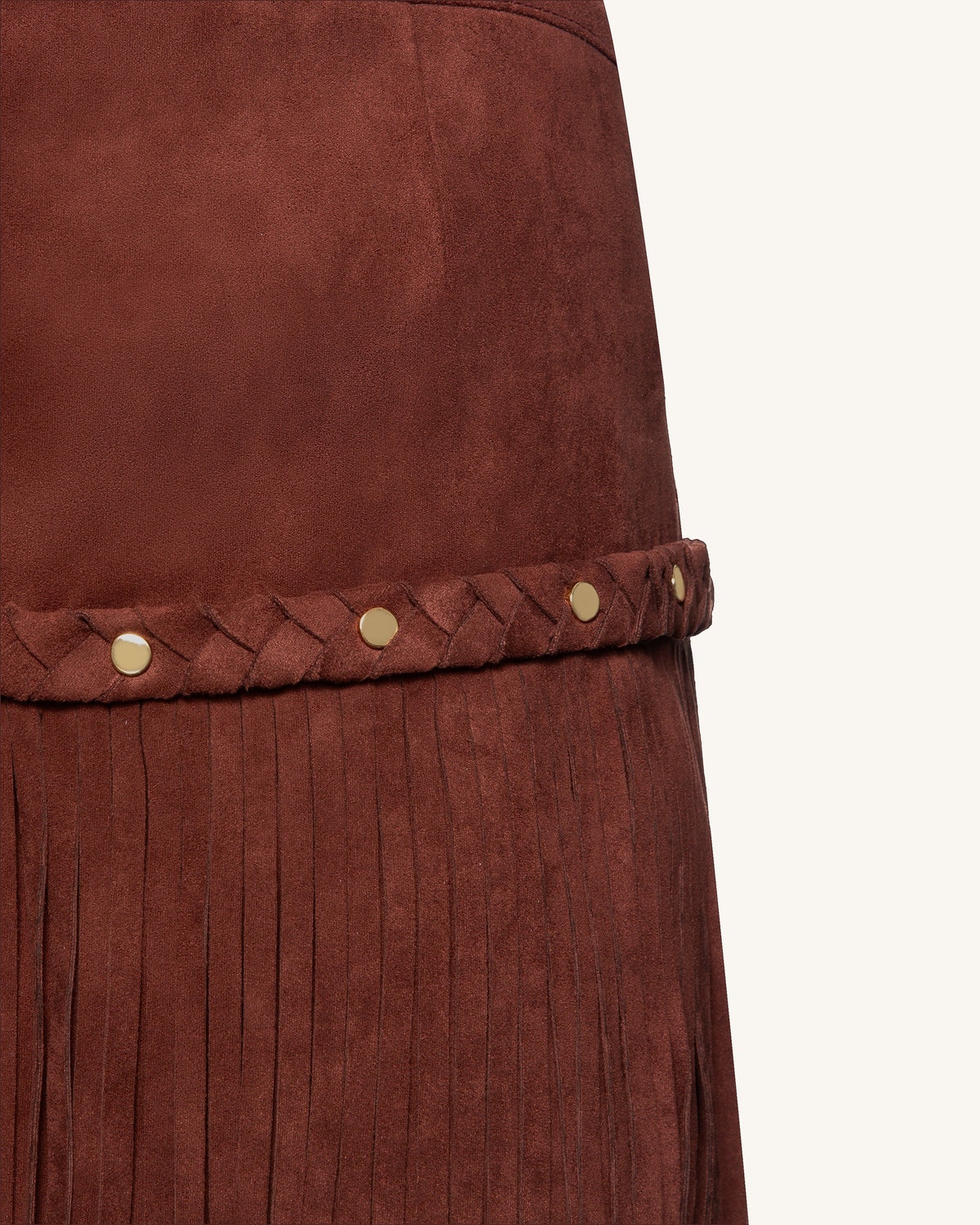 Western-Style Sueded Fringe Skirt - Burgundy | JW PEI