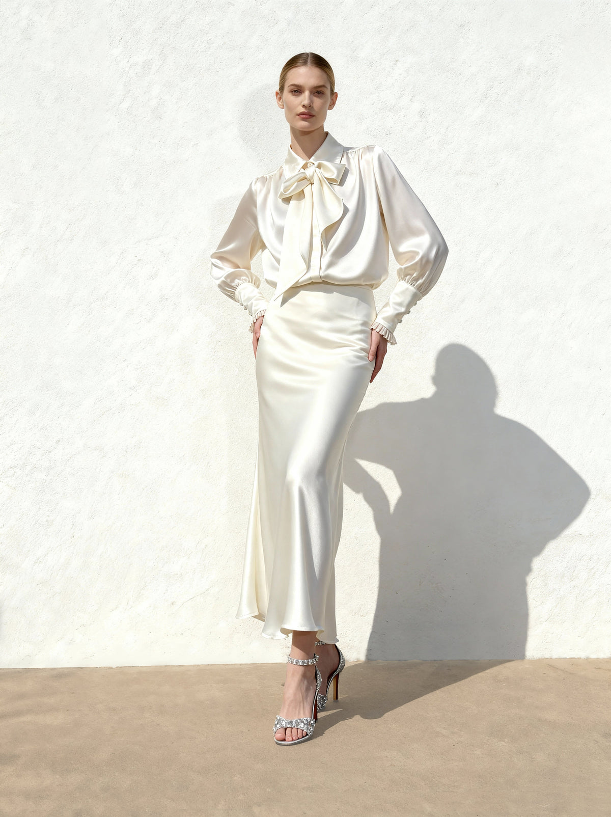 Liquid Satin Mermaid Maxi Skirt - White | JW PEI