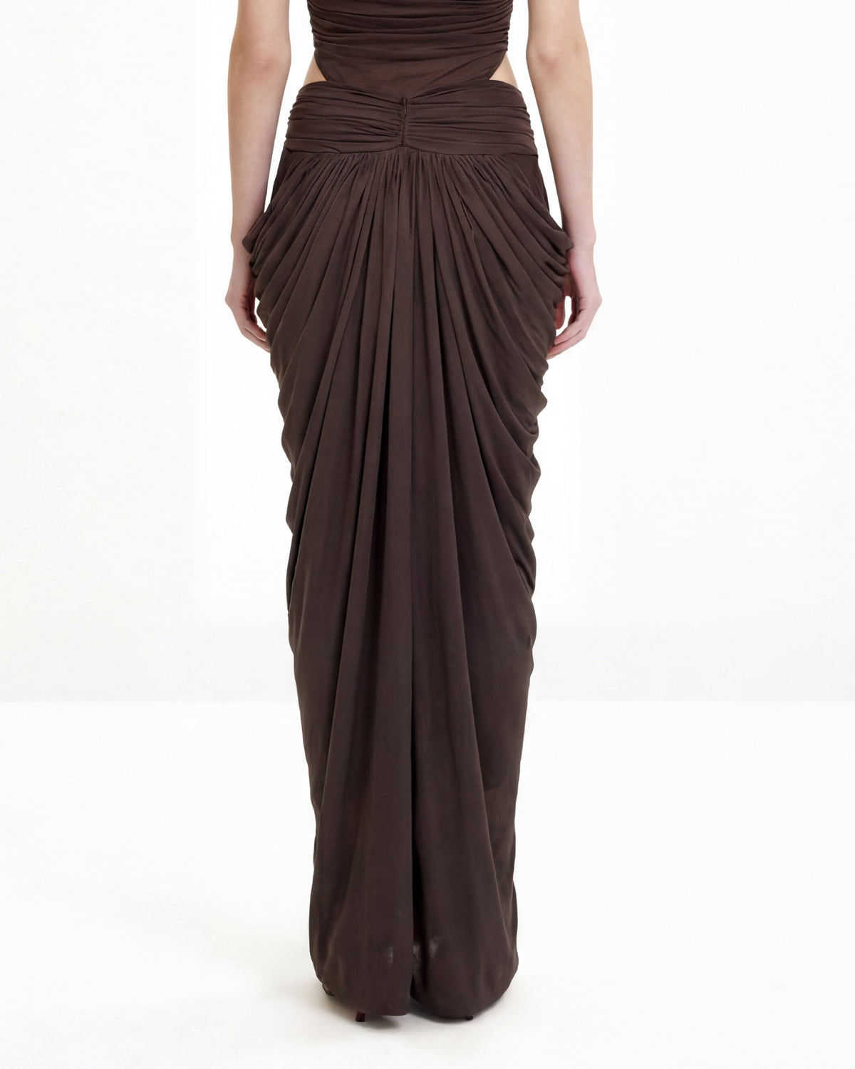 Draped Twist-Front Maxi Skirt - Brown | JW PEI