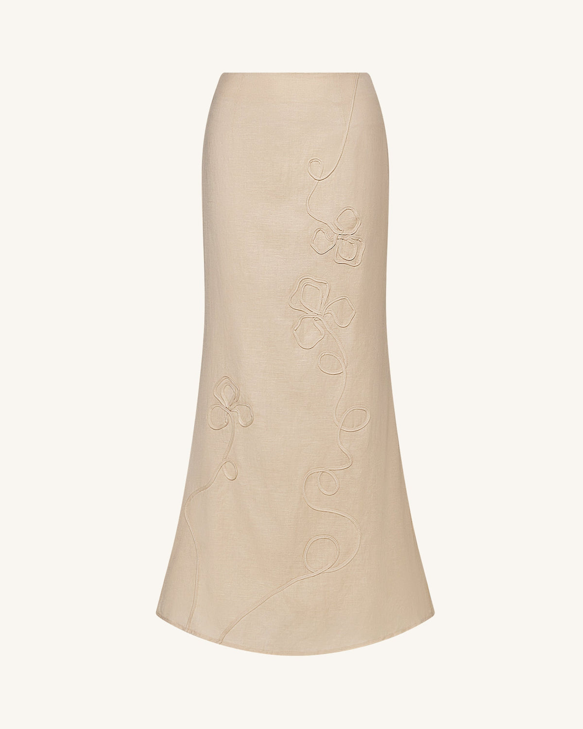 Linen Corded Embroidery Maxi Skirt - Natural | JW PEI