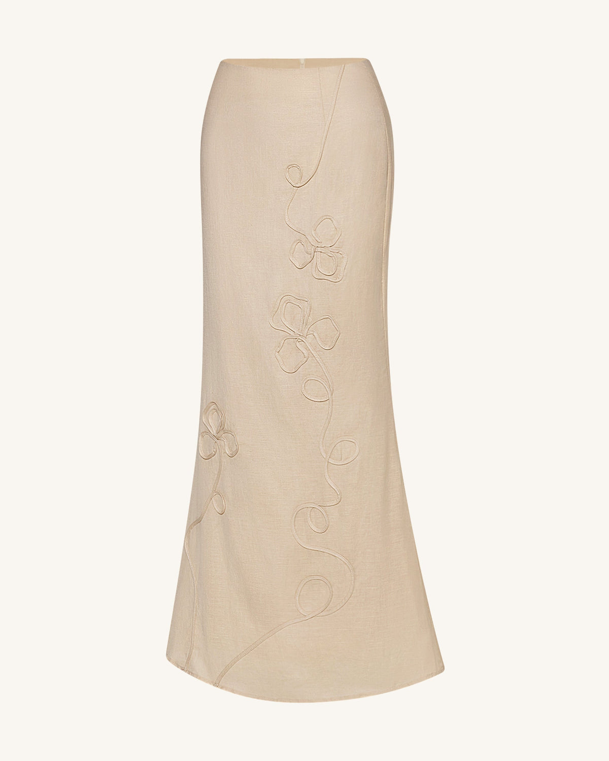 Linen Corded Embroidery Maxi Skirt - Natural | JW PEI