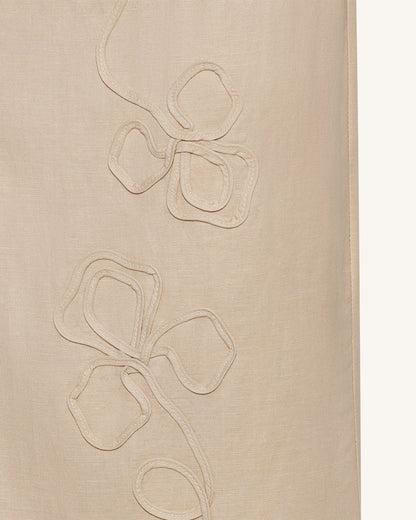 Linen Corded Embroidery Maxi Skirt - Natural | JW PEI