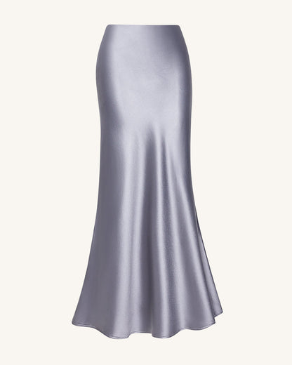 Liquid Satin Mermaid Maxi Skirt - Silver | JW PEI