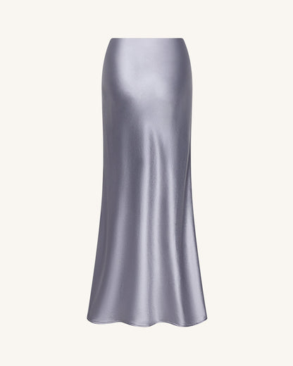 Liquid Satin Mermaid Maxi Skirt - Silver | JW PEI