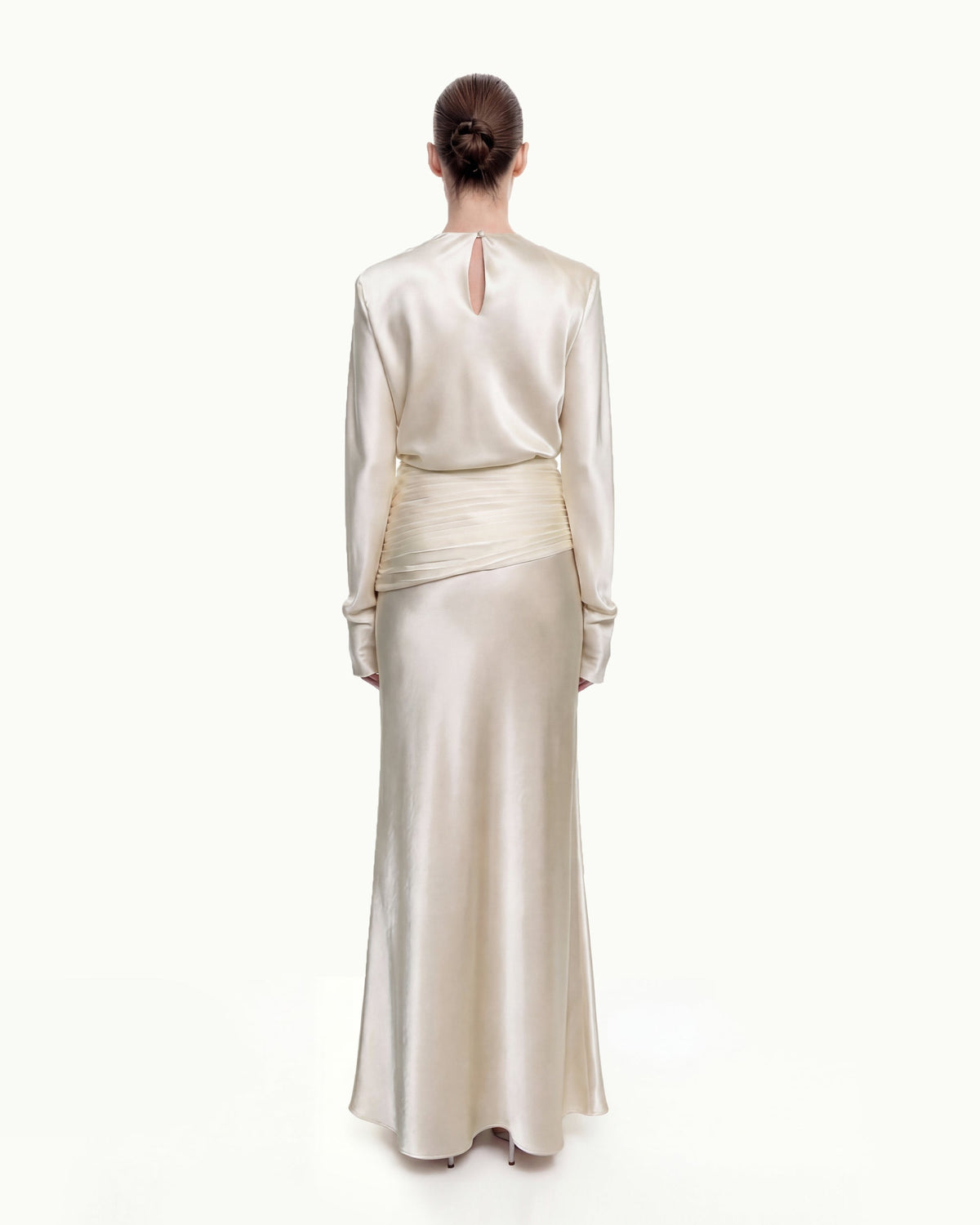 Satin-Feel Draped Maxi Skirt - Cream | JW PEI
