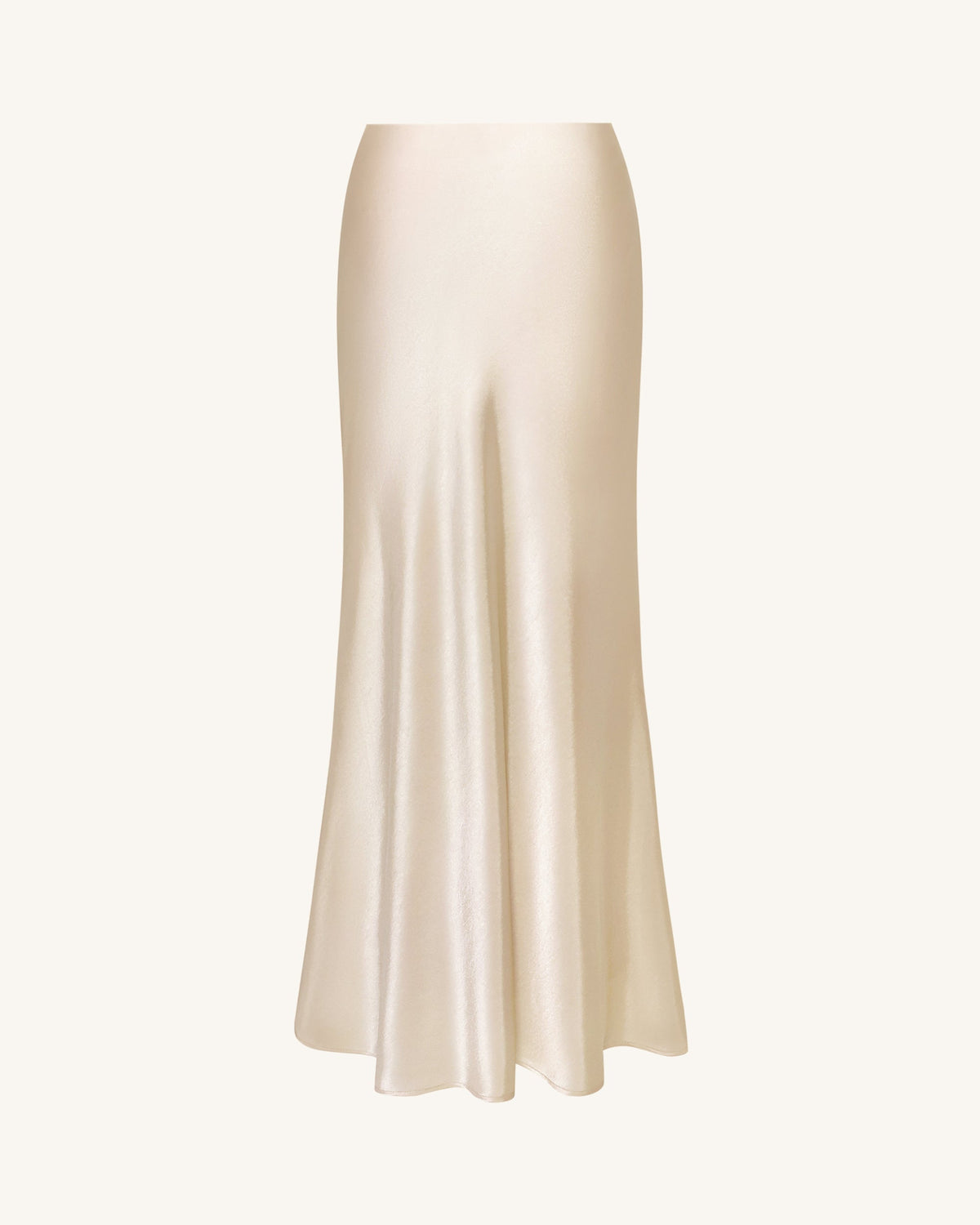 Satin-Feel Draped Maxi Skirt - Cream | JW PEI