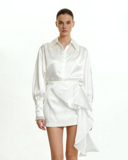 Cascading Bow Mini Skirt - White | JW PEI