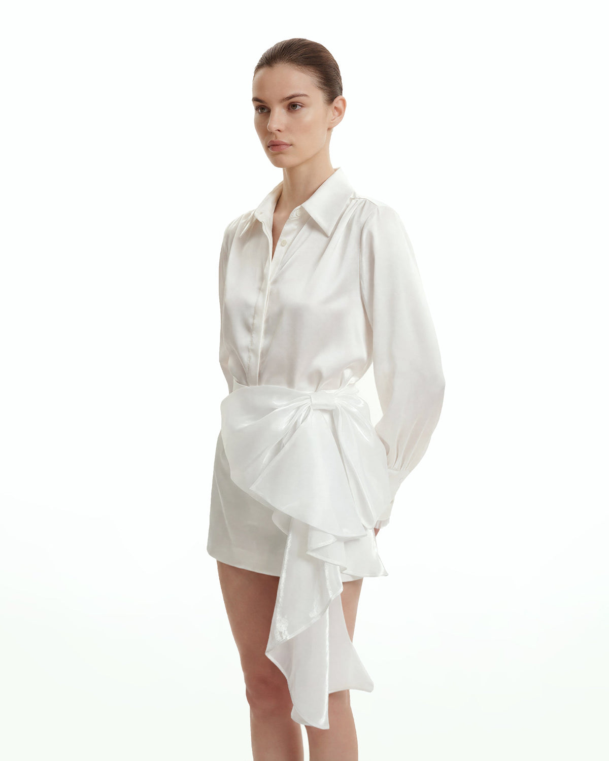 Cascading Bow Mini Skirt - White | JW PEI