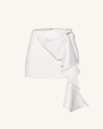 Cascading Bow Mini Skirt - White | JW PEI