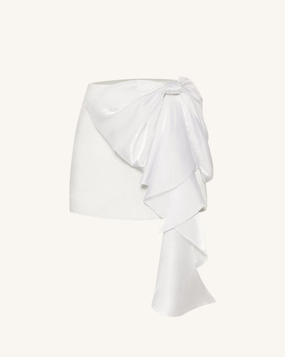 Cascading Bow Mini Skirt - White | JW PEI