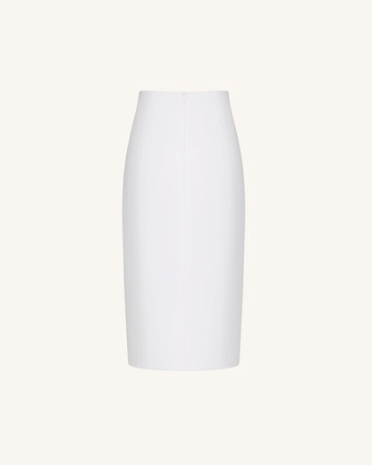 Iris Print High-Waisted Pencil Midi Skirt - White/Purple | JW PEI
