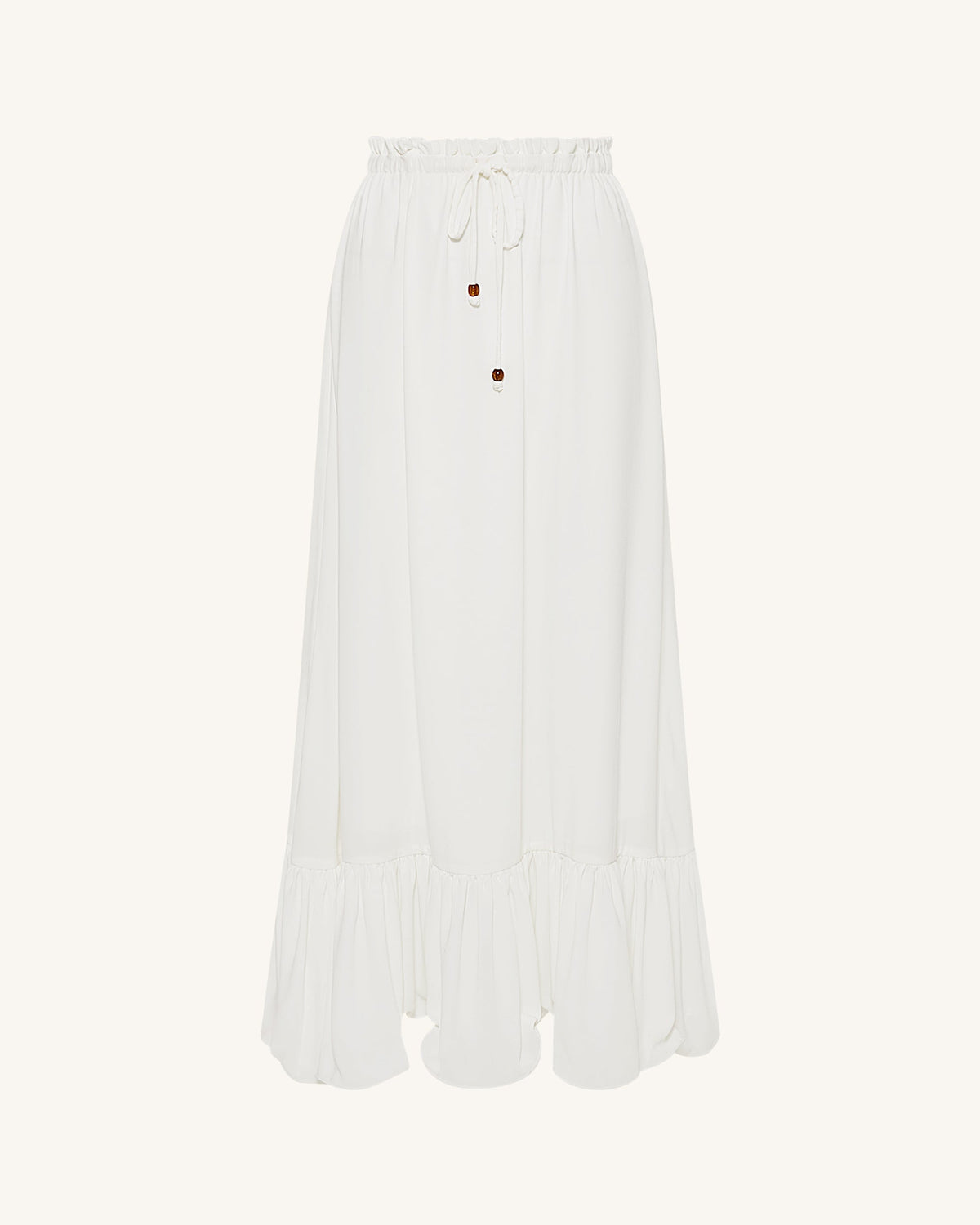 Drawstring Chiffon Maxi Skirt - White | JW PEI