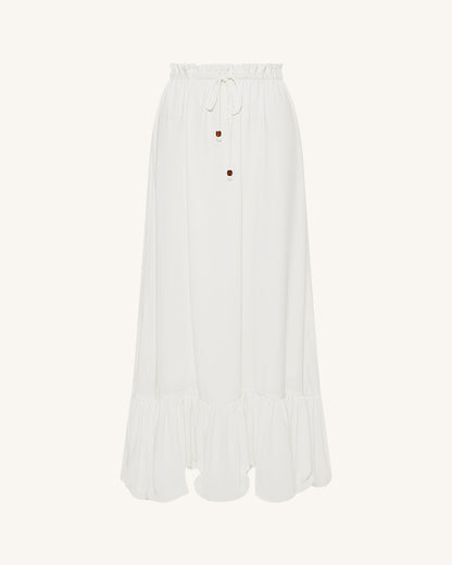 Drawstring Chiffon Maxi Skirt - White | JW PEI