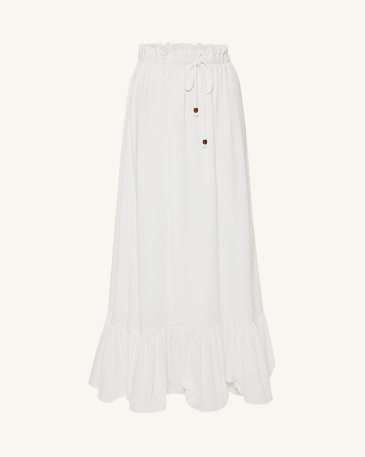 Drawstring Chiffon Maxi Skirt - White | JW PEI