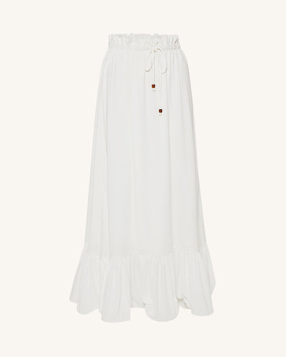 Drawstring Chiffon Maxi Skirt - White | JW PEI