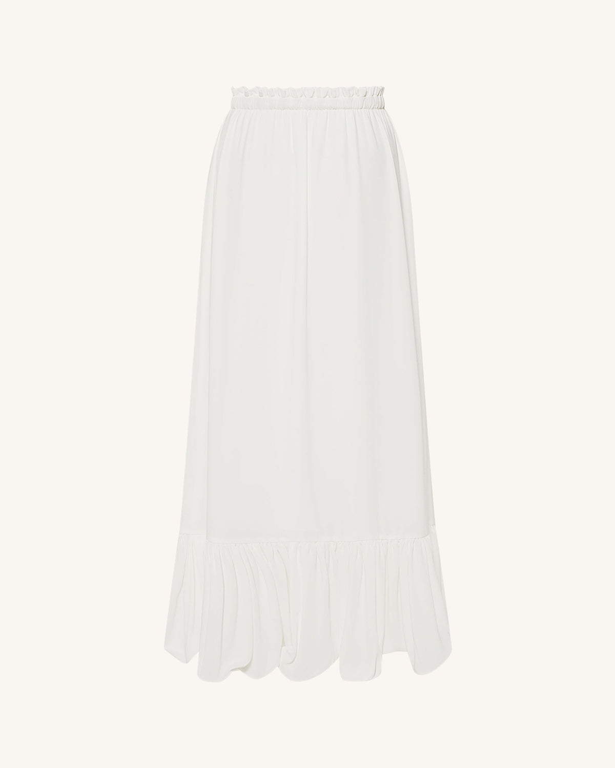 Drawstring Chiffon Maxi Skirt - White | JW PEI