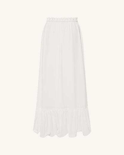 Drawstring Chiffon Maxi Skirt - White | JW PEI