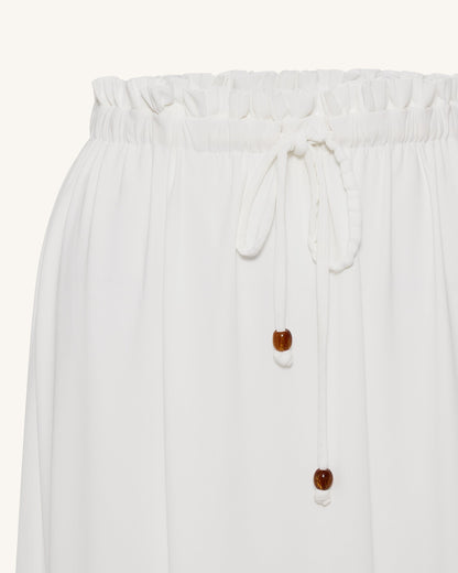 Drawstring Chiffon Maxi Skirt - White | JW PEI