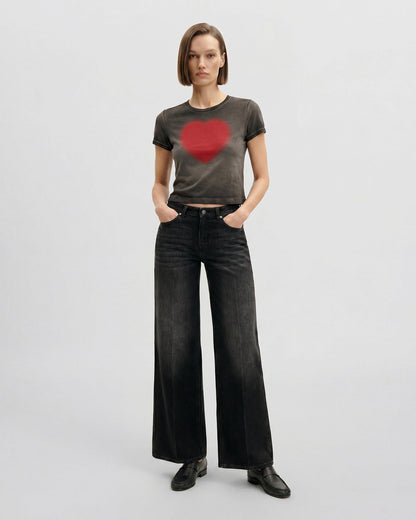 The Shrunken Faded Love T-shirt - Washed Black | JW PEI