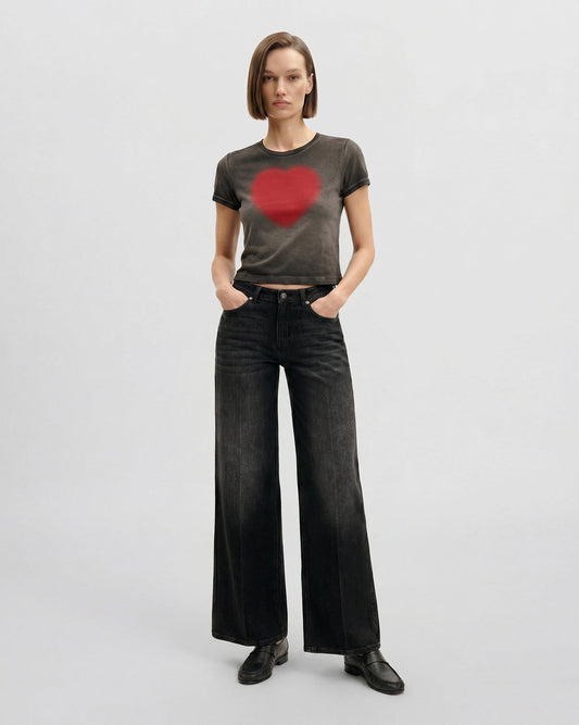 The Shrunken Faded Love T-shirt - Washed Black | JW PEI