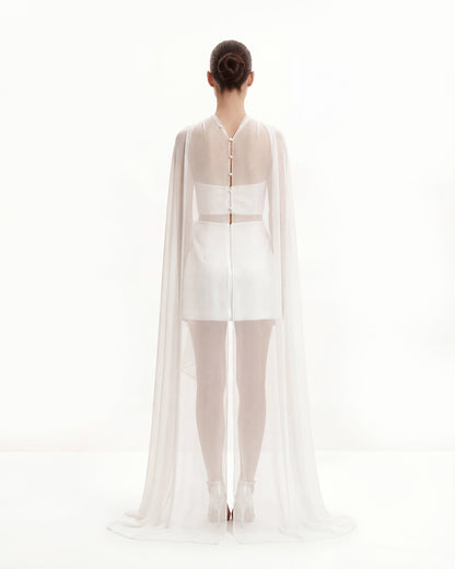 Tulle Cape Shawl - White | JW PEI