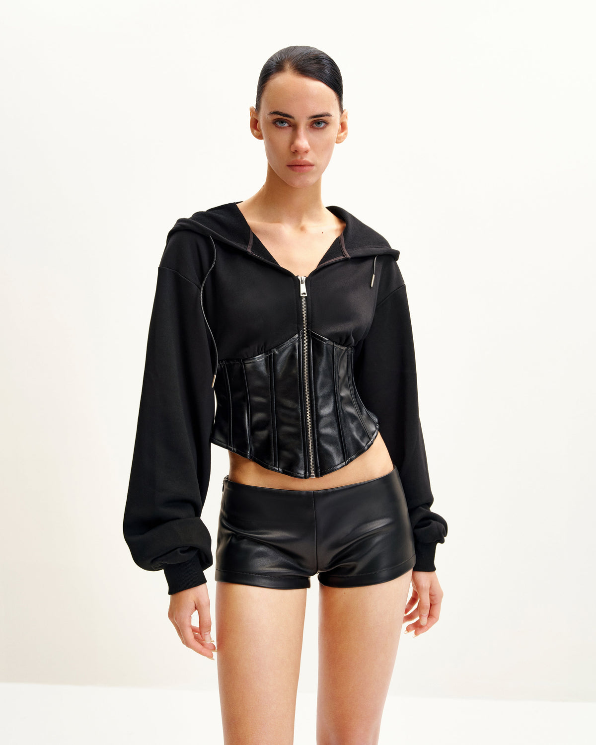 Valentina Structured Corset Hoodie - Black | JW PEI