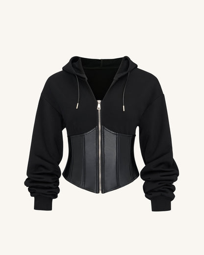 Valentina Structured Corset Hoodie - Black | JW PEI